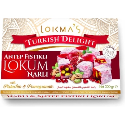 LOKMAS Lokum granátové jablko pistácie Antep Fıstıklı Narlı Lokum 300 g