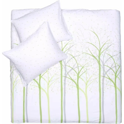 SCANquilt Obliečky satén Design stromy biela zelená 140x200 70x90