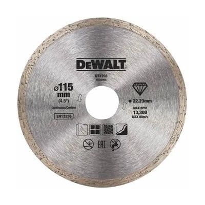 DeWALT DT3703 Diamantový kotouč se spojitým obvodem pro suché řezání, 115 mm