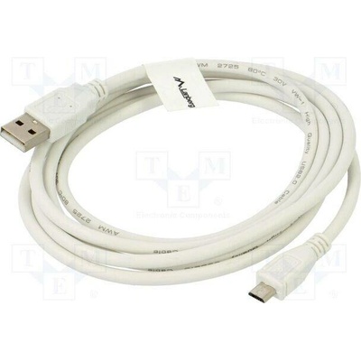 Lanberg CA-USBM-10CC-0018-W USB 2.0, USB A vidlice,USB B micro vidlice, zlacený, 1,8m