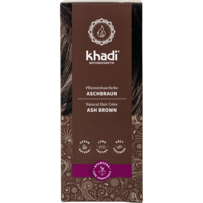 Khadi rostlinná barva na vlasy Henna POPELAVĚ HNĚDÁ 100 g