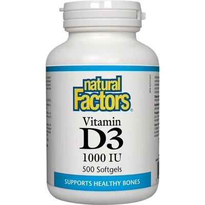 Natural Factors Витамин D3 1000 IU 500 софтгел капсули | Natural Factors (1060 NF)