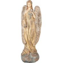 Béžová antik dekorace socha anděl Angel Vintage - 28*22*71 cm - Clayre & Eef