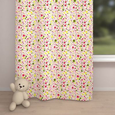 Biante Dětský bavlněný závěs Sandra SA-209 Růžové a žluté puntíky na bílém 140x250 cm