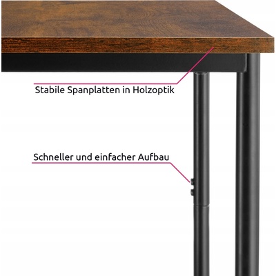 Tectake 404666 Yonkers 38,5 x 30 x 51,5 cm industriálne drevo tmavé, rustikálne