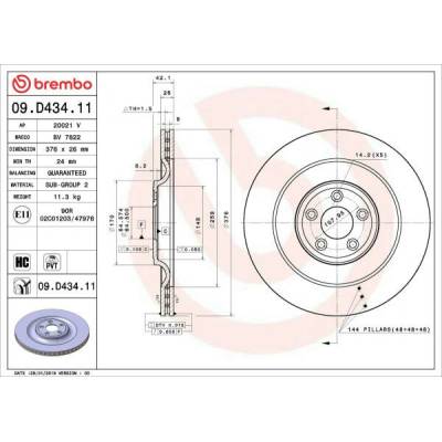 Brzdový kotúč BREMBO PRIME LINE - UV Coated 09.D434.11
