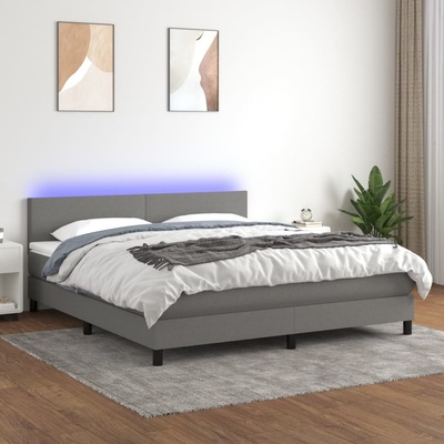 Petrashop 3133014 boxspring postel s matrací a LED tmavě šedá textil