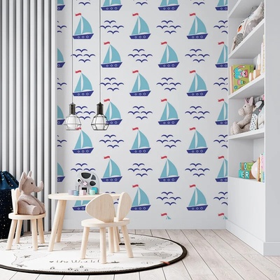 Sablio Tapeta Modré lodičky, rozmery 336x220 cm