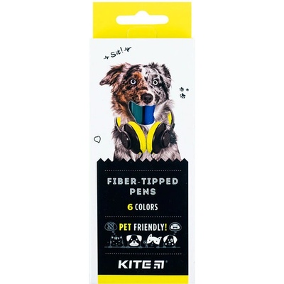 Kite Флумастери Kite Dogs 6 цвята в кутия (1608013-K22-446)