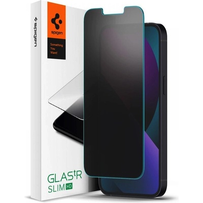 Spigen Калено стъклено защитно покритие с определен ъгъл на виждане за дисплея за iPhone 17e, iPhone 16e, iPhone 14, iPhone 13, iPhone 13 Pro - Spigen Glass. Tr Slim Privacy Tempered Glass (AGL03393)
