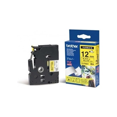 páska BROTHER TZFX631 čierne písmo, žltá páska FLEXIBLE ID Tape (12mm) (TZEFX631)
