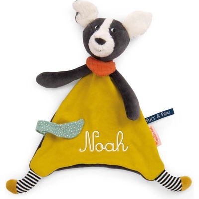 Moulin Roty maznajúci obrúsok psík žltý Puce & Pilou
