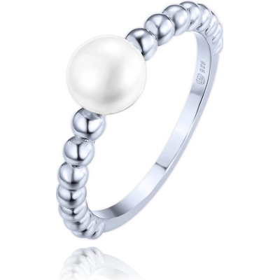 Minet Stříbrný prsten s perlou a kuličkami JMAS7056SR