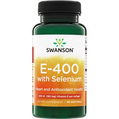 Swanson Vitamín E so selénom 400 IU & 50 µg 90 softgel kapsúl
