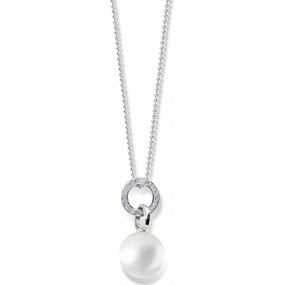 Cutie Jewellery Pôvabný perlový prívesok z bieleho zlata so zirkónmi Z6303 3123 40 X 2