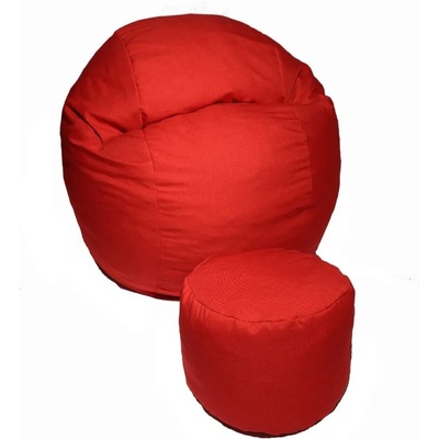 PUFRELAX Комплект, Барбарон с табуретка за крака, 500л. Matusalem - Montana Red, Перящ се калъф, Подходящ за деца, Пълнеж с микс от мемори пяна и дунапрен, Гама Diamond, 8131 (PUF-M-MO-D-MR)