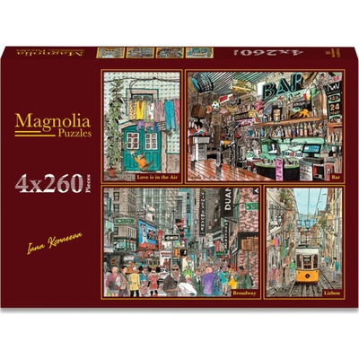 MAGNOLIA Láska vo vzduchu Retro bar Broadway Uličky Lisabone 4x260 dielov