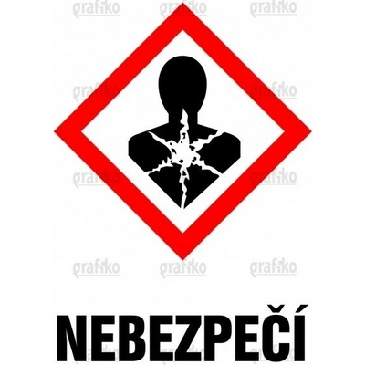 Grafiko | GHS 08 – látky nebezpečné pro zdraví - symbol se signálním slovem Nebezpečí - Materiál Samolepící PVC folie, Rozměr 74x52mm