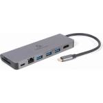 Gembird A-CM-COMBO5-05 USB Type-C 5-в-1 адаптер (Hub, HDMI, PD, четец карти, LAN) (A-CM-COMBO5-05)