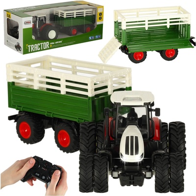 KIK RC diaľkovo ovládaný poľnohospodársky traktor s prívesom 2.4G so zvukom, batéria 1:24