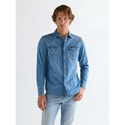 Wrangler Western pánská džínová košile 112378393 mid light wash