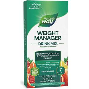 Nature's Way Формула за контрол на апетита, теглото и коремните мазнини - Weight Manager, 7 сашета, с плодов вкус (14984)