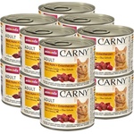 Animonda Carny Adult говеждо, пилешко месо + патици сърца 12 x 200 г