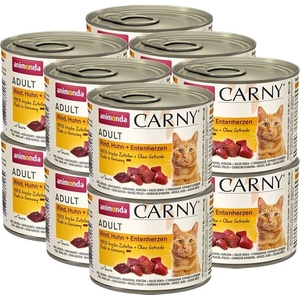 Animonda Carny Adult говеждо, пилешко месо + патици сърца 12 x 200 г