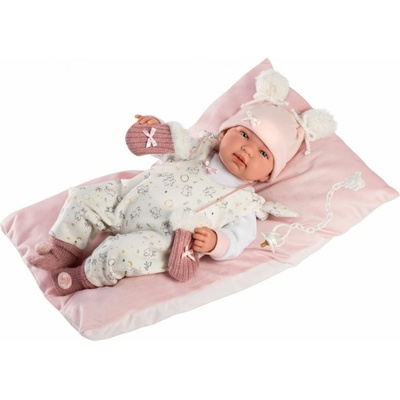 Llorens 84458 NEW BORN realistická miminko se zvuky a měkkým látkovým tělem 44 cm