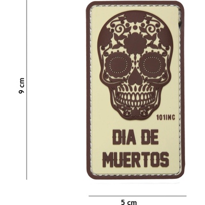 Gumová nášivka 101 Inc nápis Die de muertos - coyote