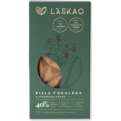 LASKAO Biela čokoláda s výberovou kávou bez cukru sladená xylitolom 75 g