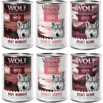 Wolf of Wilderness 24x400г Adult Wolf of Wilderness, консервирана храна за кучета - смесена опаковка