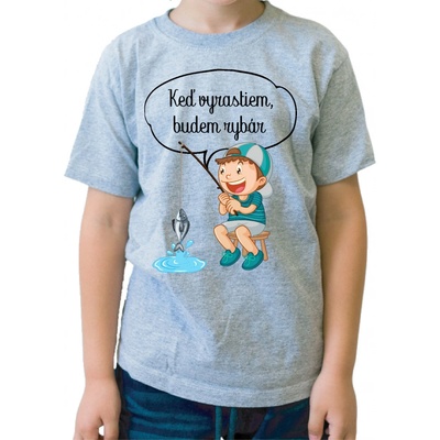 Fajntričko Kids detské tričko Keď vyrastiem, budem rybár sivá