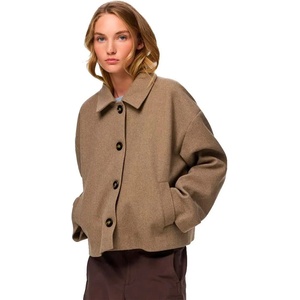 PIECES Палто Pieces Aya Short coat - Brown (Greige / Melange)