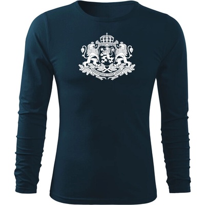 DRAGOWA fit-t Тениска с дълъг ръкав Герб на България, тъмно синя (37422)