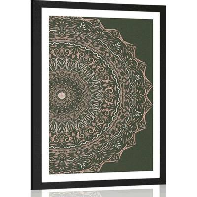 Plakát s paspartou Mandala ve vintage stylu - 30x45 silver