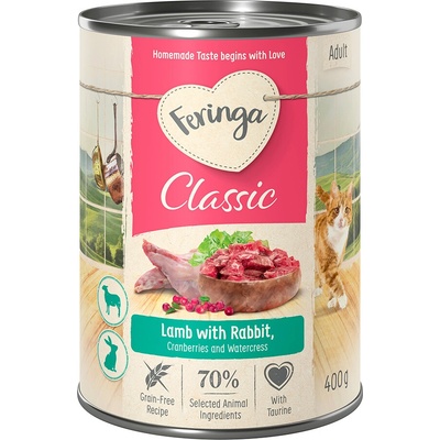 Miešané Feringa Classic Meat 6 x mix 1: králičie a morčacie, hydinové, losos a morčacie 400 g