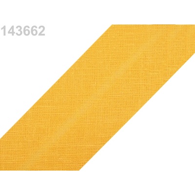 Šikmý proužek bavlněný zažehlený - šíře 30mm - různé barvy Šikmý proužek bavlněný 30mm: 143 662 Žlutá