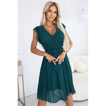 Numoco 374-8 POLINA Плисирана рокля с деколте и волани - зелена numoco | Zelen | ЖЕНИ | S