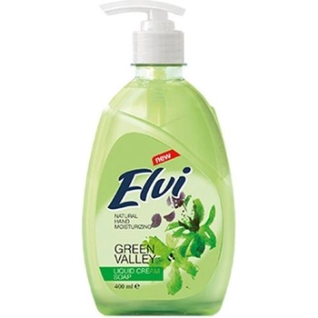 Elvi Течен сапун, с помпа, билкови листа, 400 ml, зелен