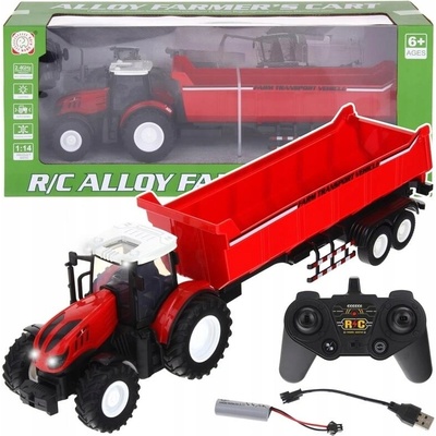 Traktor na dálkové ovládání s přívěsem RC Pilot Světla červený