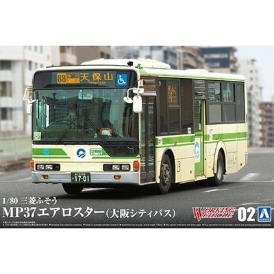 Aoshima Working Vehicle Mitsubishi Fuso MP37 Aero Star Osaka City Bus 1:80