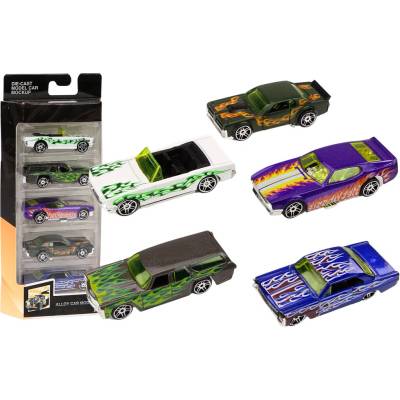 Lean Toys Sada pružin automobilů kovové 5 ks 1:64