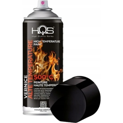 HQS SPRAY LAK VYSOKOTEPLOTNÝ ŽIARUVZDORNÝ FARBA 400ML ČIERNA