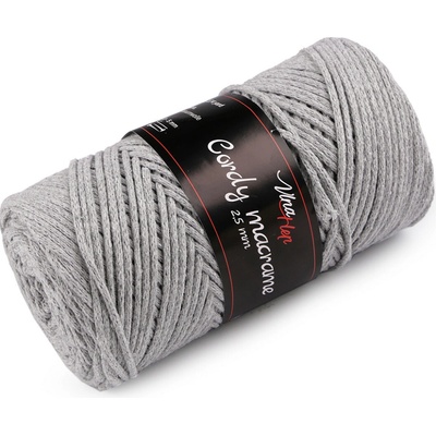 Pletací příze Cordy Macrame 250 g - 7 (8231) šedá světlá