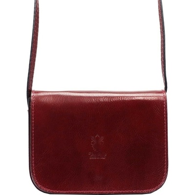Pevná malá kožená crossbody kabelka Florence 43 tmavěčervená