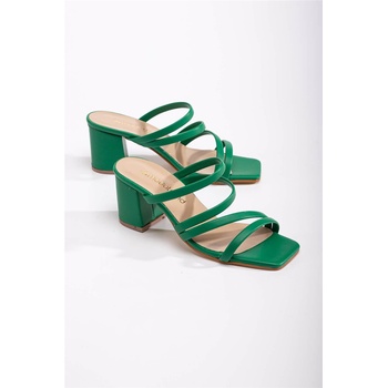 Moda Trend Дамски чехли с ток - Зелени #370802 (370802_Зелен)