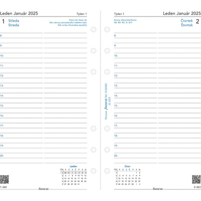 FILOFAX kalendář 2025 osobní, den/ 1 strana, linky, ČJ+SJ – Zboží Živě