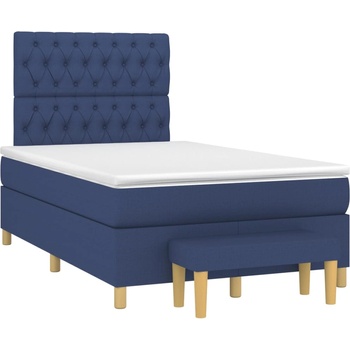 vidaXL Боксспринг легло с матрак, синьо, 120x190 см, плат (3270431)