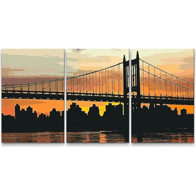 Painting Queens Západ slunce ve městě sada 3 ks 60 x 80 cm na rámu PBNSET/03SUNSETCITY/60 x 80_60 x 80_60 x 80/W